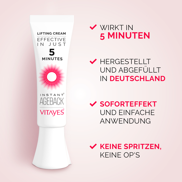 Instant Ageback Anti Aging Creme gegen Augenringe Tränensäcke Soforteffekt Faltencreme