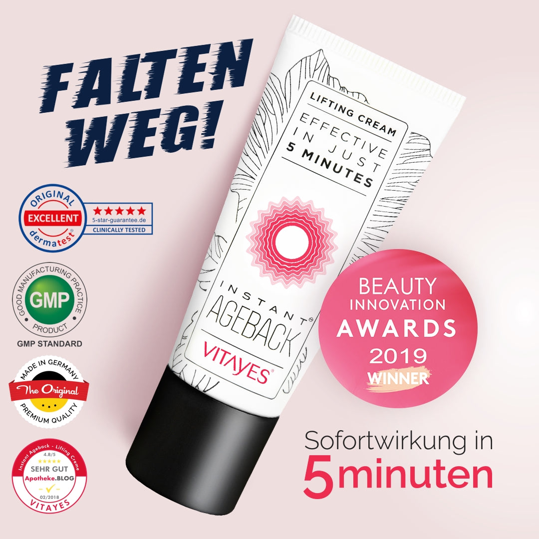 Instant Ageback - Tränensäcke und Falten loswerden -  in nur 5 Minuten - Lifting Creme 15ml