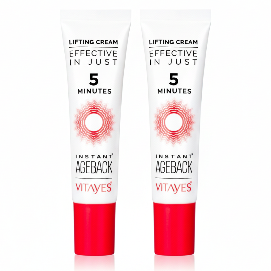 Vitayes Instant Ageback Lifting-Creme gegen Tränensäcke und Falten, 7 ml, dreifaches Set mit roter Kappe, vorne sichtbar