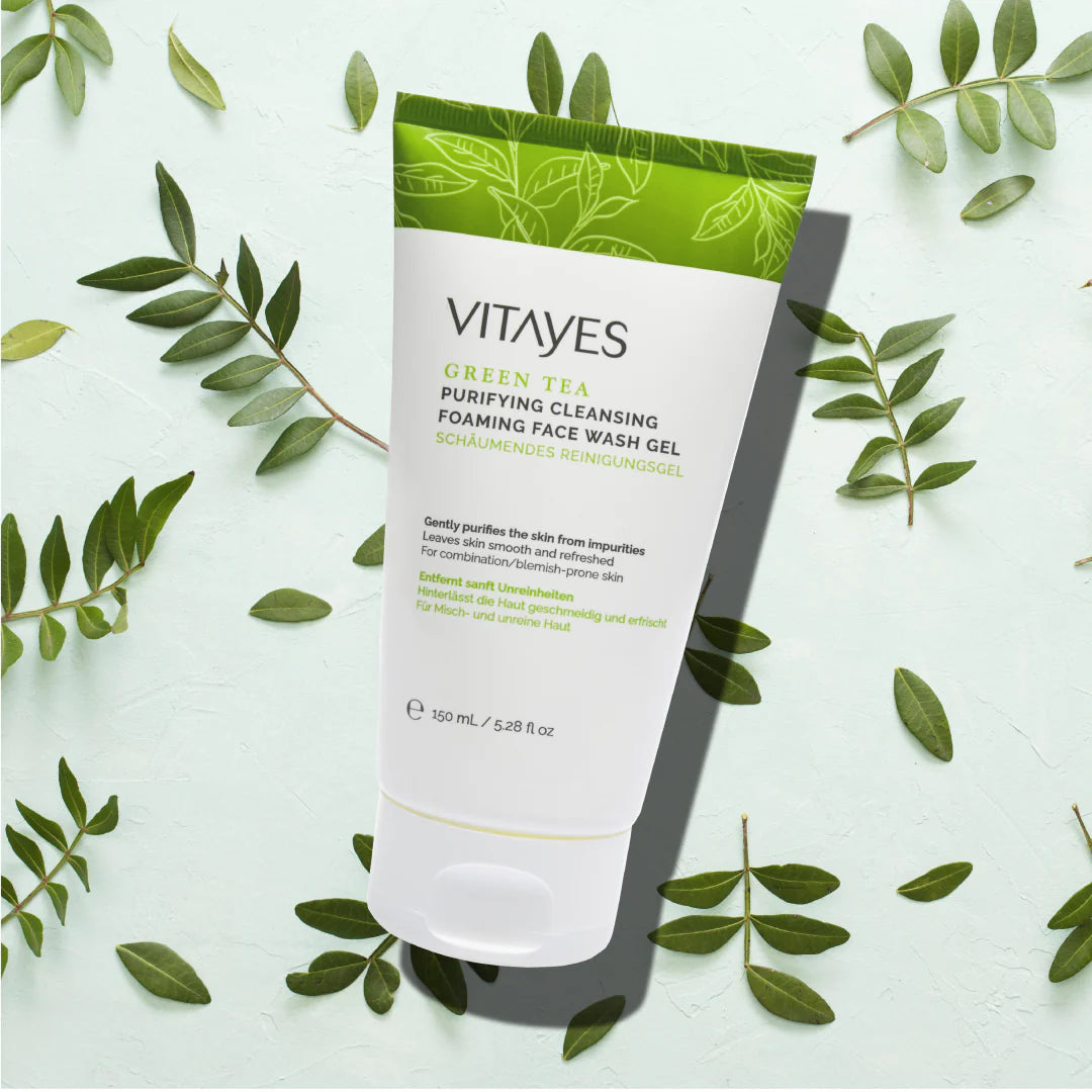Vitayes Green Tea Face Wash Gel, erfrischendes Gesichtswaschgel für eine gründliche und schonende Gesichtsreinigung