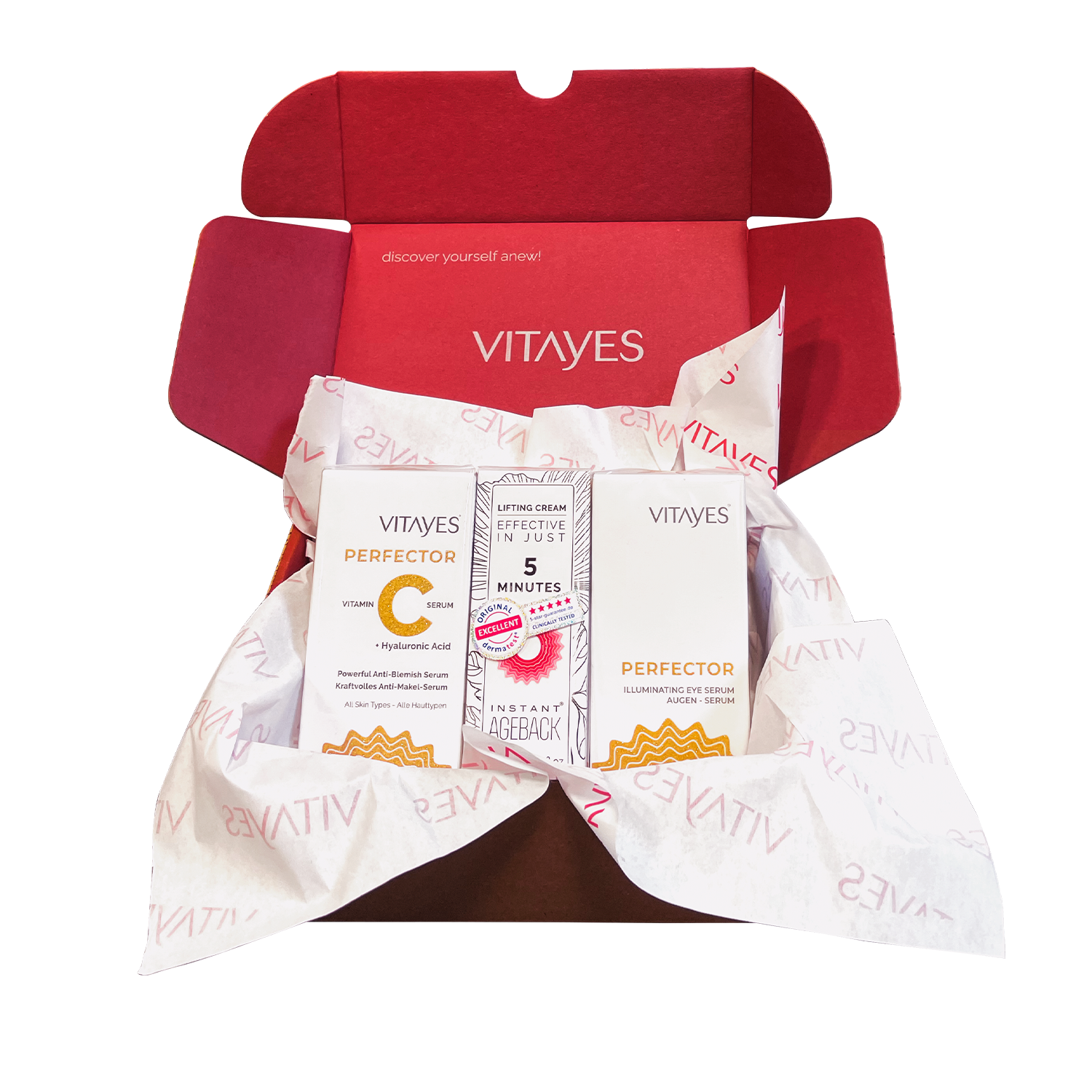 Vitayes Vorteilsbox – Perfector Augen- & C-Serum + Instant Ageback 7 ml | Anti-Aging Set für strahlende Haut
